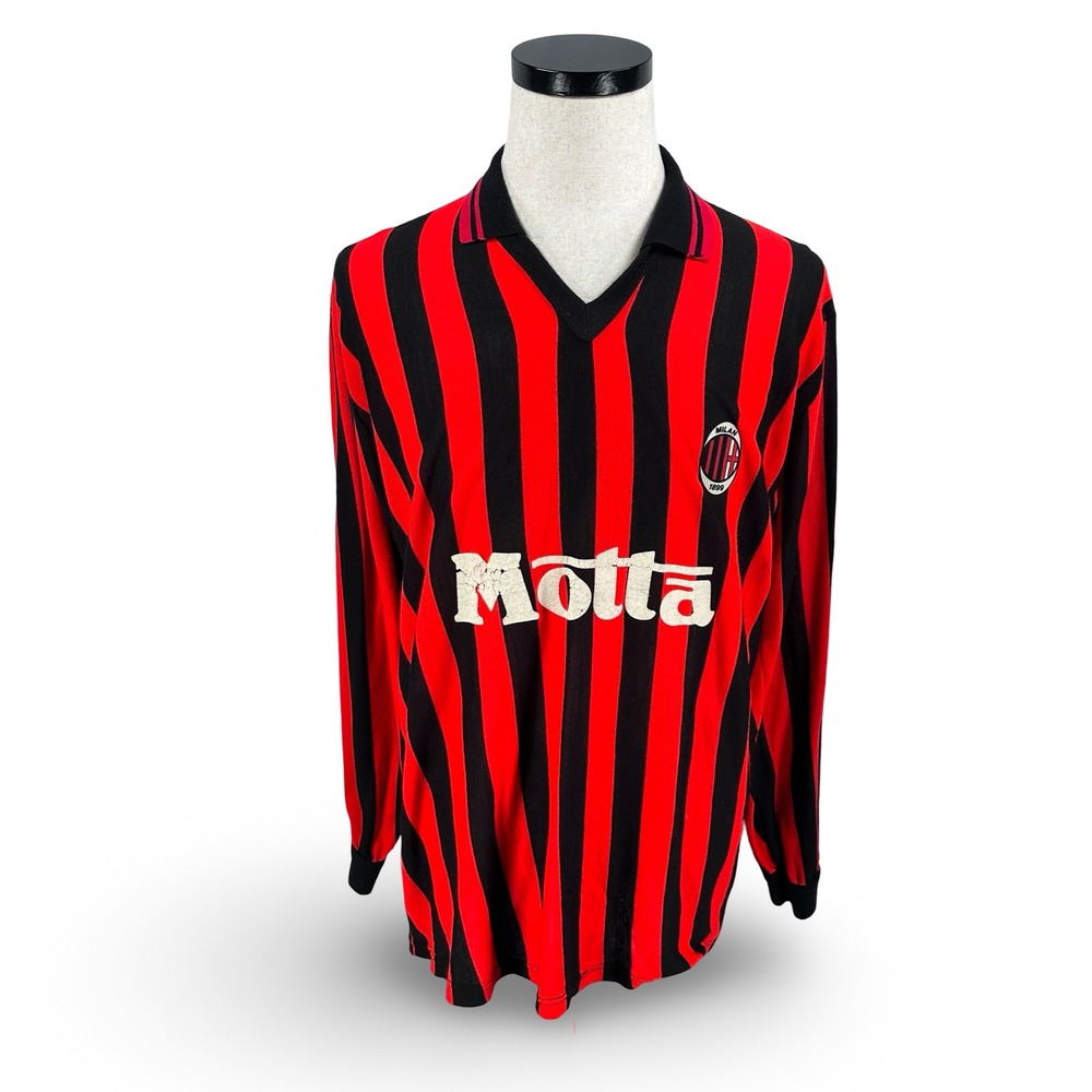 Vintage AC Milan Motta Sweater Jersey Mens‎ Medium Red Black Striped Long Sleeve